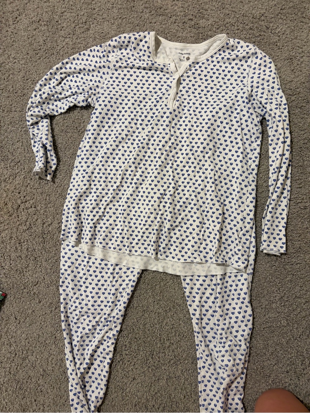 Roller Rabbit White and Blue Heart Print Pajama Set